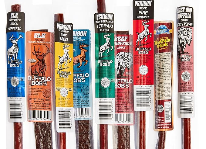 Jerky Dynasty Big Game Mix Jerky Wild Range Variety Pack with Elk Venison &amp Buffalo - Unique Farm-Raised Gourmet Jerky Mix Flavorful Beef Added Delectable High-Protein Snack (10 Pack)