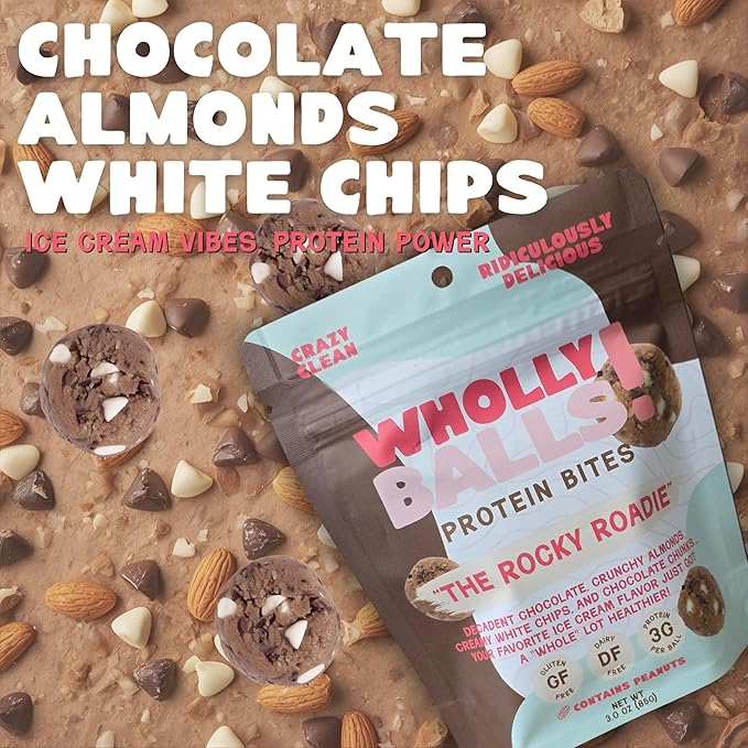 Wholly Balls Protein Bites – Healthy Plant-Based Snack | High Protein Low Sugar Gluten-Free Energy Balls (Pack of 3 Chocolate)