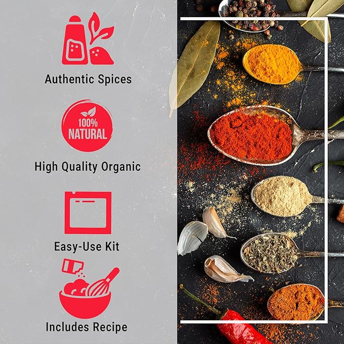 TIKKA MASALA BUTTER CHICKEN TANDOORI CHICKEN BEEF VINDALOO INDIAN FOOD SPICES Beginner Seasoning Set by Flavor Temptations. Gluten free Salt free. 4 Packs (Total 16 Servings)