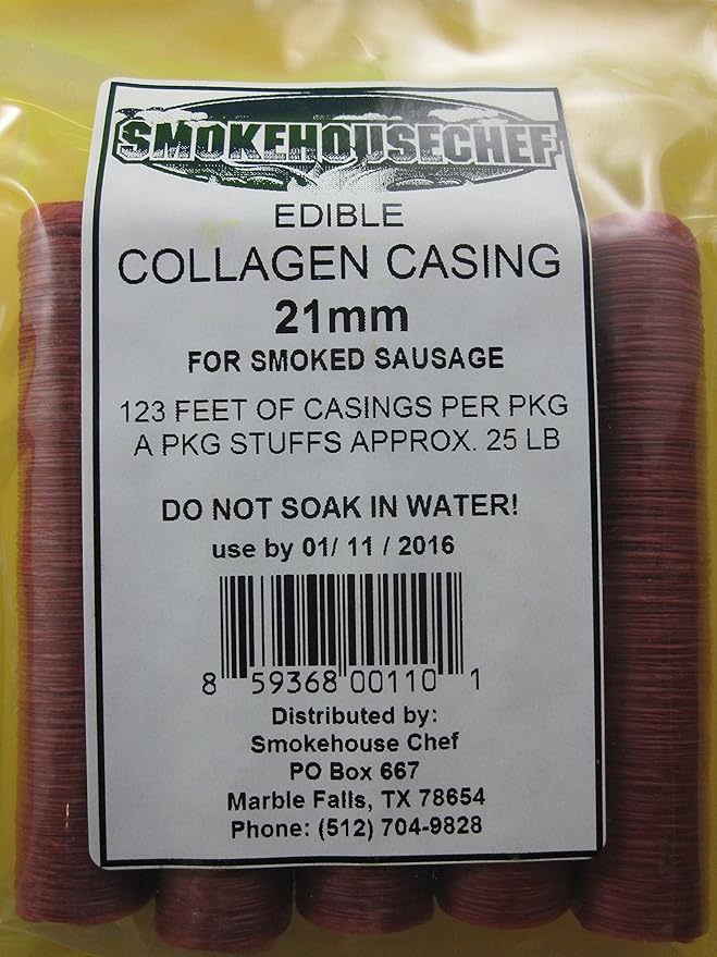 Edible Snack Stick casings. 21mm diameter. Holds approx 25 lbs of meat