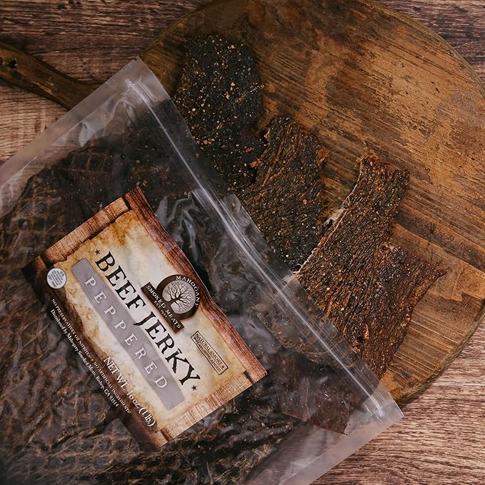 Mahogany Smoked Meats: Peppered Beef Jerky - 16oz