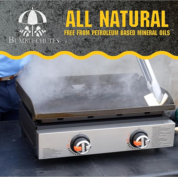 Bumblechutes 8 oz Natural Cast Iron Seasoning Wax Skillet Grill Conditioning &amp Maintenance Carbon Steel Seasoning Wax Rust Protection Nonstick Cast Iron Season Oil With USA Beeswax Organic Oi