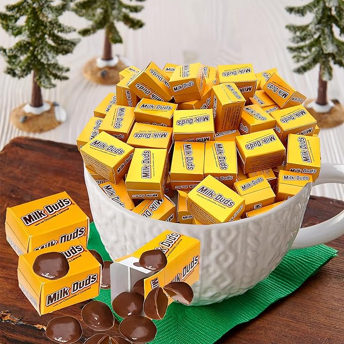 Milk dud Chocolate and Caramel Candy Boxes 2 Lbs Bulk Milk Chocolate Covered Chewy Caramel Candy Individually Wrapped Candy Snacks for Parties and Snacking Appx 64 Mini Boxes