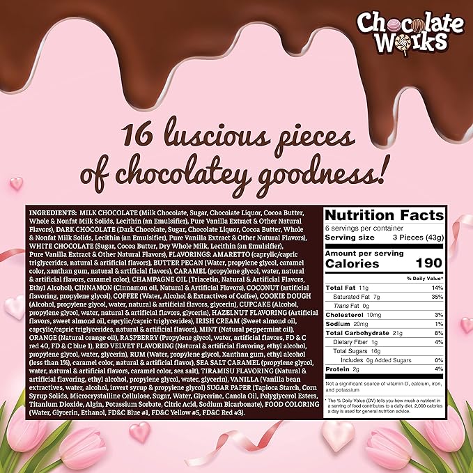 Mothers Day Chocolate Truffles by Chocolate Works Gourmet Chocolate Gift Box with Mother's Day Card Assorted Milk Dark and White Chocolates 17 Premium Belgian Chocolate Truffles