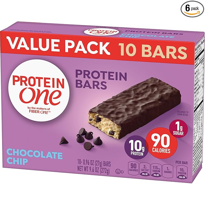 Protein One 90 Calorie Protein Bars Chocolate Chip 10 Count (Pack of 6)