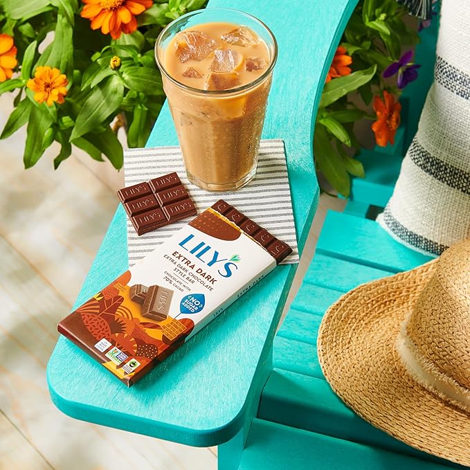 LILY'S Extra Dark Chocolate Style No Sugar Added Sweets Bars 2.8 oz (12 Count)