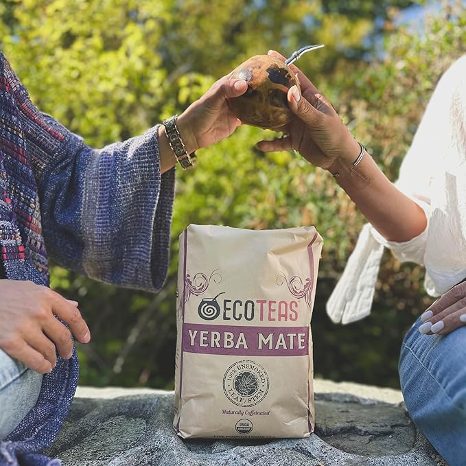 ECOTEAS Organic Yerba Mate Loose Leaf Tea – Unsmoked Detox Herbal Tea for Natural Energy – Coffee Alternative - Kosher Non-GMO Gluten-Free - Traditional Leaf-Stem Cut 5 lb