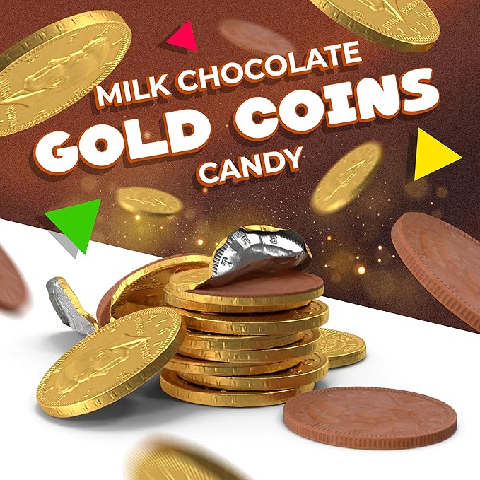 Chocolate Coins | 1 Pound Bag | Belgian Chocolate | Gold Chocolate Coins | Individually Wrapped Candy | Gold Candy for Party Favors Goodie Bags &amp Festive Celebrations
