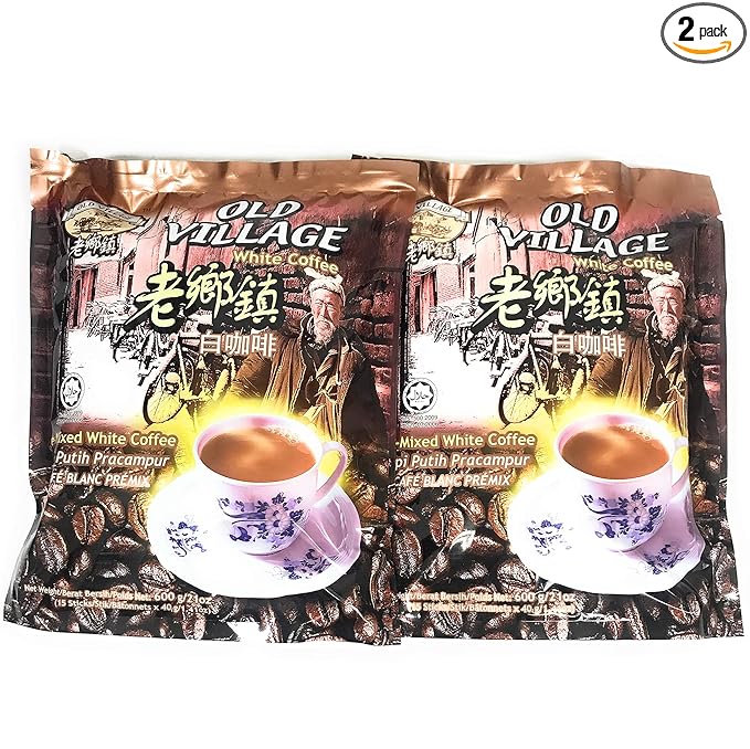 [ 2 Pack] Old Village Pre-Mixed White Coffee 15 Sticks 40g/1.410oz