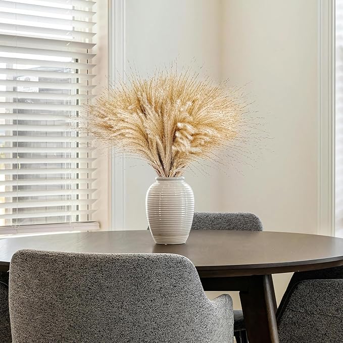 450 PCS Exquisite Natural Pampas Grass Decor - Versatile Reed Grasses for Home &amp Event Decoration Pompous Fluffy Tall Dried Reed Grass - Perfect for Vases Wreaths &amp Table Centerpieces