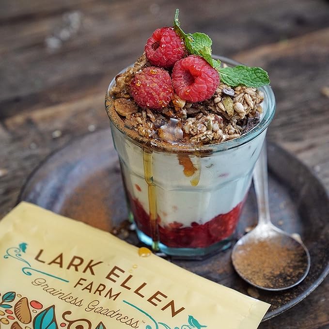 Lark Ellen Farm Vanilla Cinnamon Cacao Cherry Berrylicious Grain Free Granola Clusters Crunchy Gluten Free Bites for a Healthy Snack Healthy Breakfast Cereal or Yogurt 8 oz - 3 Count