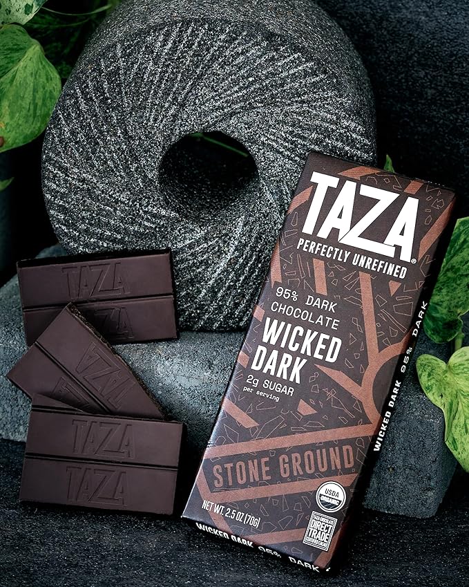 Taza Chocolate Organic Wicked Dark 95% Dark Bar Variety Pack Bundle 2.5 oz (4 count) Vegan