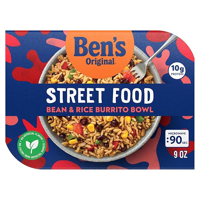 BEN'S ORIGINAL Street Food Bean &amp Rice Burrito Bowl Prepared Entrée Microwavable Heat-&amp-Eat Bowl in 90 Seconds 9 oz (Pack of 6)