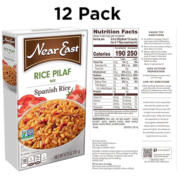 Near East Rice Pilaf Mix Spanish Rice 6.75oz Boxes (12 Pack)