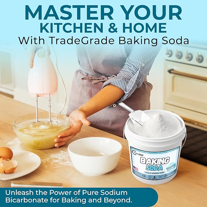 TradeGrade Pure Baking Soda Powder – 15 lb Bucket Sodium Bicarbonate Powder | Premium Food-Grade for Baking Bread Cookies &amp More | Baking Soda for Cleaning Natural Cleaner &amp Deodorizer