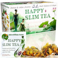 Dr. Lu’s Happy Slim Herbal Tea | 100% Natural Tea for Digestive Comfort &amp Body Balance | Gentle Colon Cleanse Tea for Daily Detox | 11 Herbs incl. Hawthorn Lotus Leaf Burdock Dandelion | Laxati