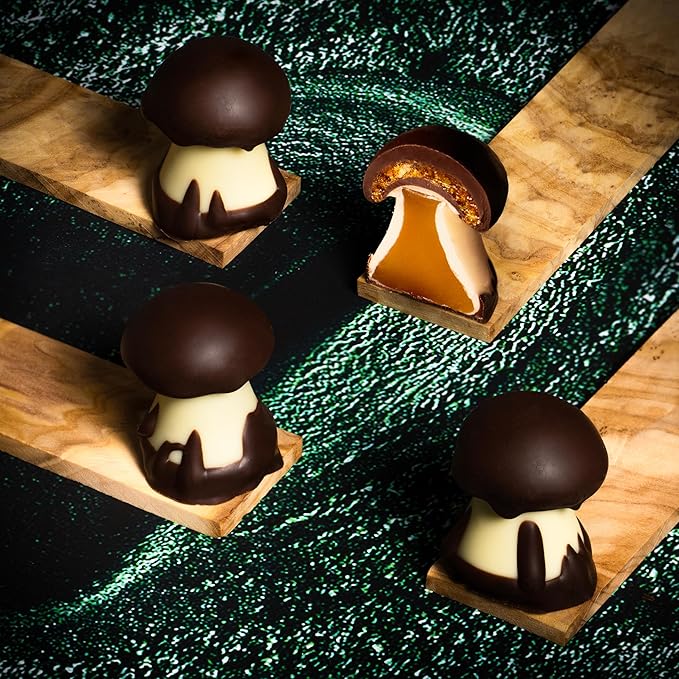 Cluizel Champignon Chocolate Mushrooms 7 Count Caramel and Nougatine Filled