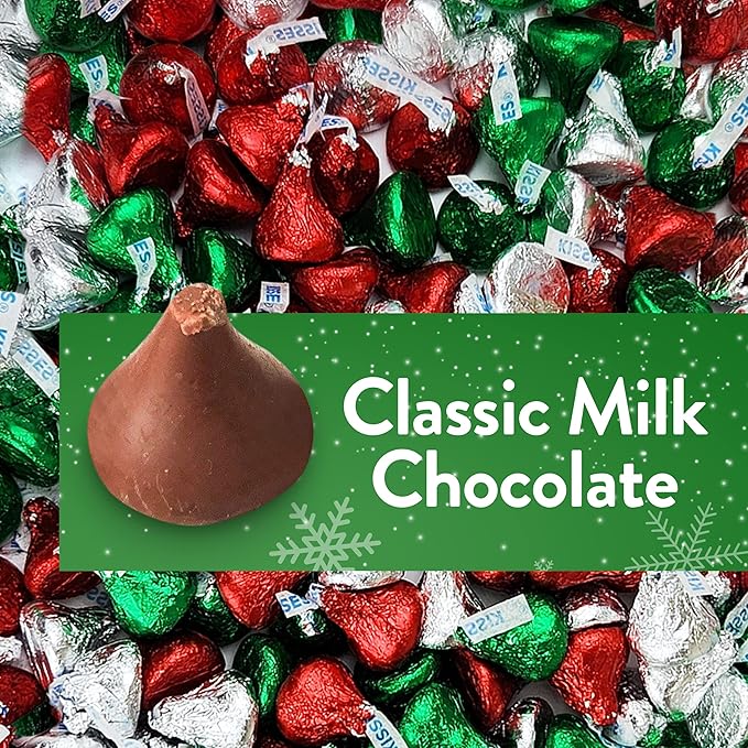 Kisses Milk Individually Wrapped Chocolate Christmas Chocolate Candy Bite-Size Bulk Delicious Treats for Christmas Birthdays Easter - 2 Lb