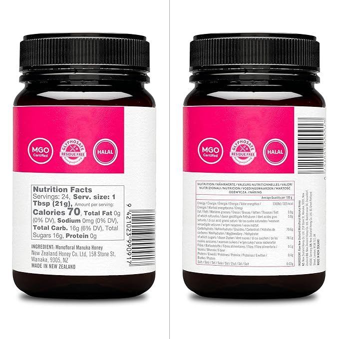 New Zealand Honey Co. Raw Manuka Honey UMF 24+ / MGO 1122+ 17.6 oz &amp UMF 20+ | MGO 829+ 17.6 oz