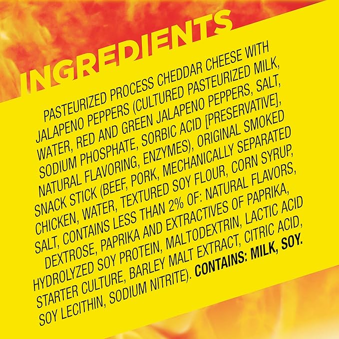 Slim Jim Beef 'N Jalapeno Cheese Smoked Meat Sticks Original Flavor 7g Protein Per Serving Easter Basket Stuffer for Men 1.15 oz. (14 Count)