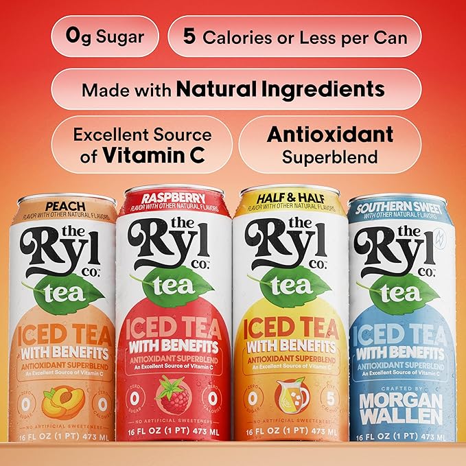 Ryl Iced Tea MVP Variety Pack – Antioxidant Superblend No Artificial Ingredients Zero Sugar Zero Calorie Low Carb Non-GMO Kosher Gluten Free Made in the USA 12-Pack 16 Fl Oz