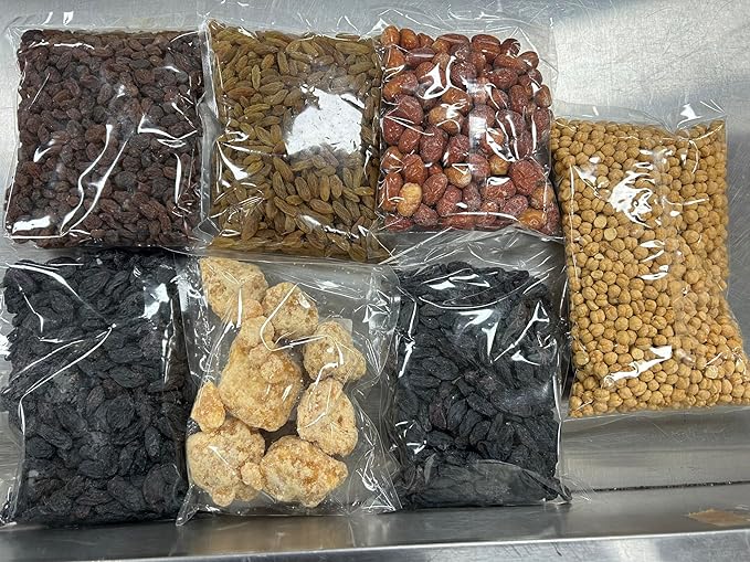 Mixed Dry Fruit &amp Snack Variety Pack 7 Bags Black Raisins Green Raisins Sundur Khani Oleaster Senjed Roasted Chickpeas Jaggery 1 lb Each Bulk 7 lb Bundle