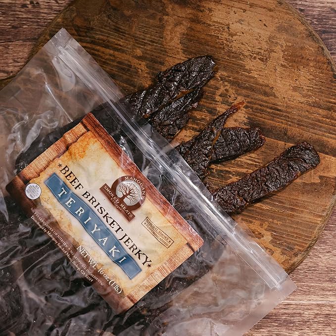 Mahogany Smoked Meats: Teriyaki Brisket Jerky - 16oz