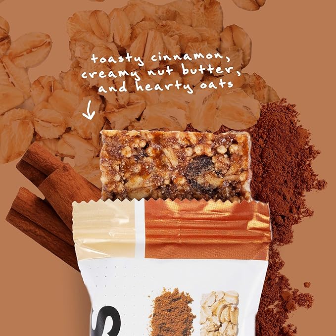 Skratch Labs Energy Bar | Cinnamon + Oatmeal (12 Pack) | Plant Based Healthy Snack | Low Sugar - 5g Protein | Non-GMO Gluten Free Soy Free Vegan Kosher