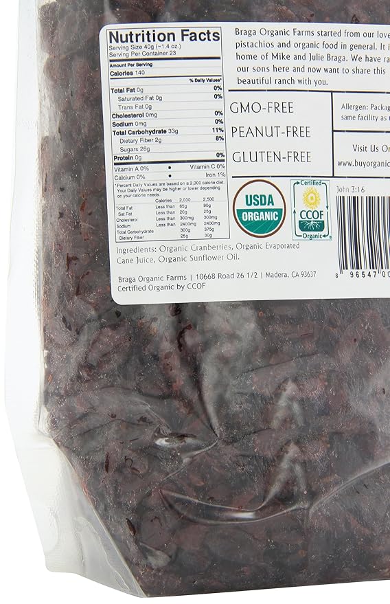 Braga Organic Farms Organic Dried Cranberries 2 lb. bag