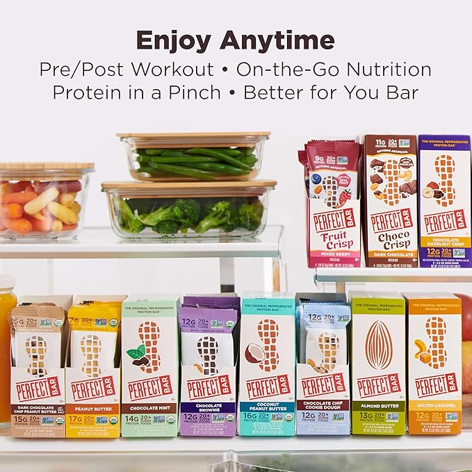 Perfect Bar Original Refrigerated Protein Bar Chocolate Hazelnut Crisp 2.3 Ounce Bars 8 Count (Pack of 3)