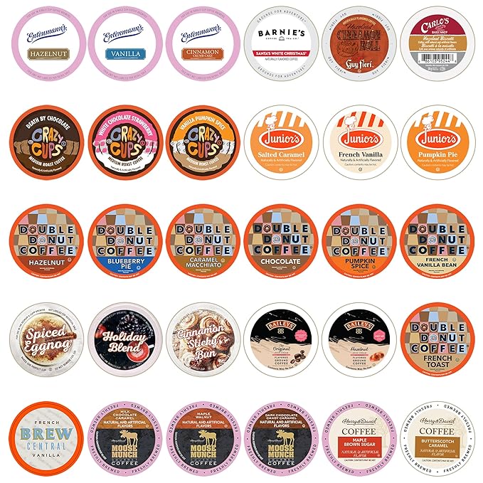 Perfect Samplers Flavored Coffee Variety Sampler Pack Assorted Flavors in Single Serve Pods for Keurig K-Cup Machines 30 Count