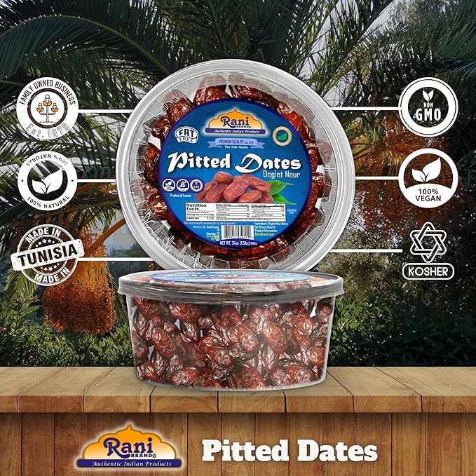 Rani Pitted Dates (Deglet Nour) Raw Dried Fruit 24oz (1.5lbs) 680g Pack of 2 ~ All Natural | Fat-free | No added Sugar | Vegan | Gluten Friendly | Non-GMO | Kosher | Product of Tunisia