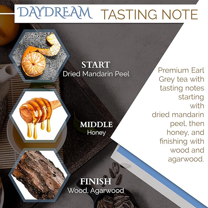Organic Earl Grey Tea Good for BREAKFAST TEA | NATURAL ANTIOXIDANTS100% Real ingredients 40 Count Unwrapped Tea Bag | By T SECRETEA Daydream
