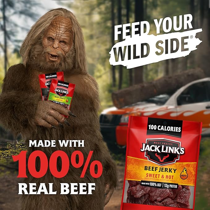 Jack Link's Beef Jerky Bold Variety Pack - Includes Sweet &amp Hot Jalapeno and Peppered Jerky Bulk Protein Snack Pack Good Source of Protein Meat Snacks Made with 100% Beef - 1.25 Oz (Pack of 15