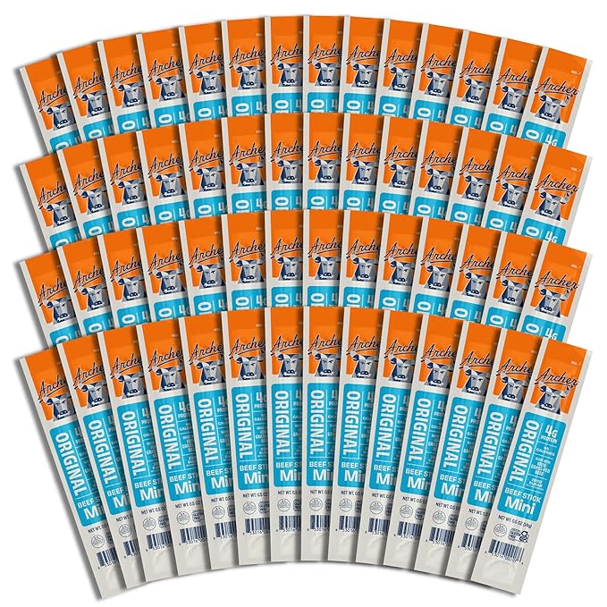 Country Archer Original Flavor Mini Beef Sticks 56 Count Gluten Free 100% Grass Fed Certified Paleo