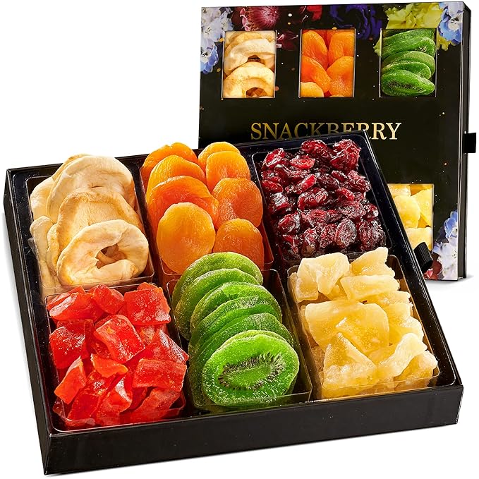 Dried Fruit Gift Basket Gourmet Gift Snack Box in Elegant Drawer Window Gift Box Gift Set for Birthday Party Sympathy Healthy Gift Snack Box for Men and Women. Kosher Parve Snackberry (Single)