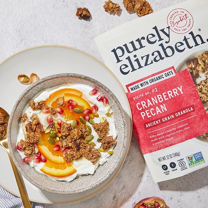 Purely Elizabeth Cranberry Pecan Ancient Grain Granola Gluten-Free Non-GMO 12 Oz Bags (Pack of 3)
