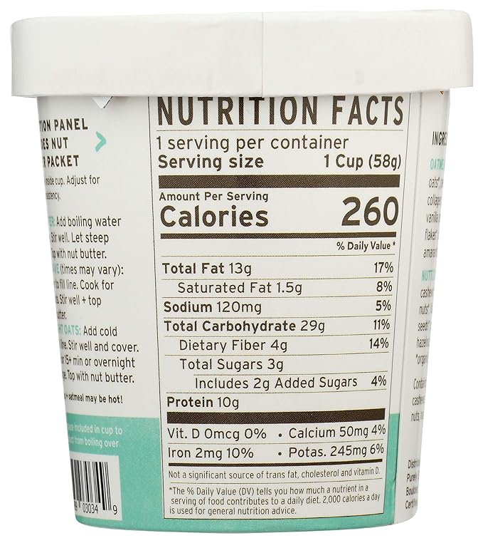 Purely Elizabeth Oat Cup Vanilla Pecan Collagen 2 oz (Pack of 12)