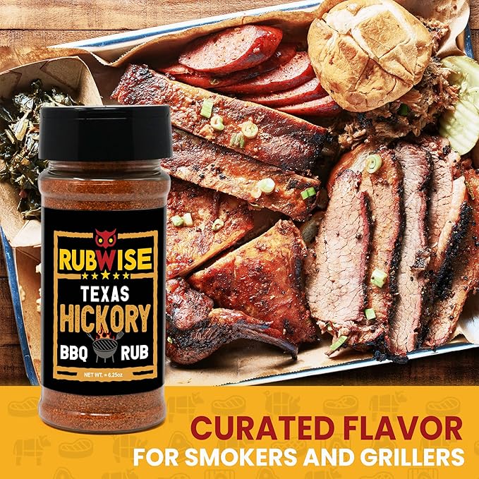 Texas Style Hickory Rub &amp Brisket Rub by Rubwise | BBQ Rub &amp Spices for Smoking &amp Grilling | Dry Rubs | Great on Brisket Steaks Ribs Burgers Chicken Pork &amp Turkey (1lb each)