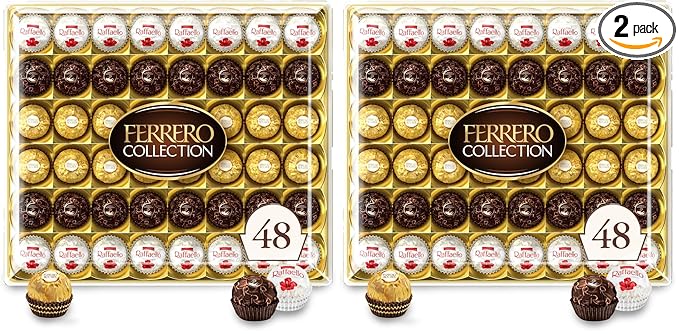 Ferrero Collection Premium Gourmet Assorted Hazelnut Milk Chocolate Dark Chocolate and Coconut 48 Count (Pack of 2)