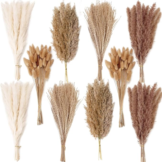 220 PCS Dried Flower Bouquet – Pampas Grass Floral Decor for Home Wedding and Boho Style | Perfect for Vases Fall Spring Summer and Winter Arrangements