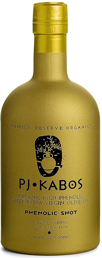 P.J. KABOS 2025/26 Fresh Harvest Extremely High Phenolic (900+ mg/kg) USDA Organic Greek Extra Virgin Olive Oil Kosher Cold Extracted 16.9oz Glass Bottle PJ KABOS “Family Reserve Organic - Pheno