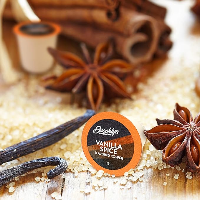 Brooklyn Beans Roastery Vanilla Spice Flavored Coffee Pods - Compatible with Keurig K Cup Brewers Including 2.0 Machines 40 Count