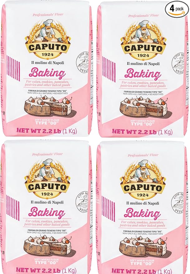 Antimo Caputo Baking (Pasticceria Pastry) 00 Flour 2.2 Pound Bag - For Desserts &amp Shortbreads - From Italy Type 00 Wheat (Pack of 4)