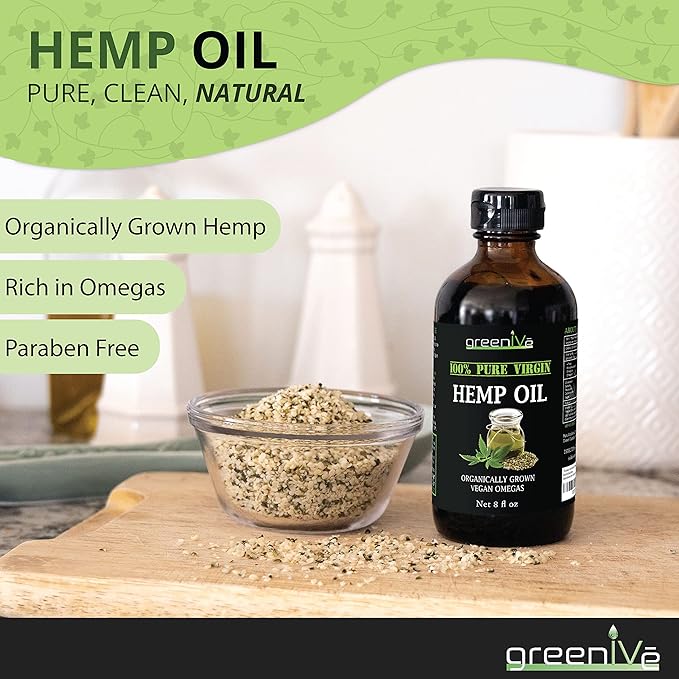 GreenIVe Hemp Oil 32oz Bottle (946mL) Natural Hemp Seed Oil Cold-Pressed Vegan Non-GMO Bottled in USA
