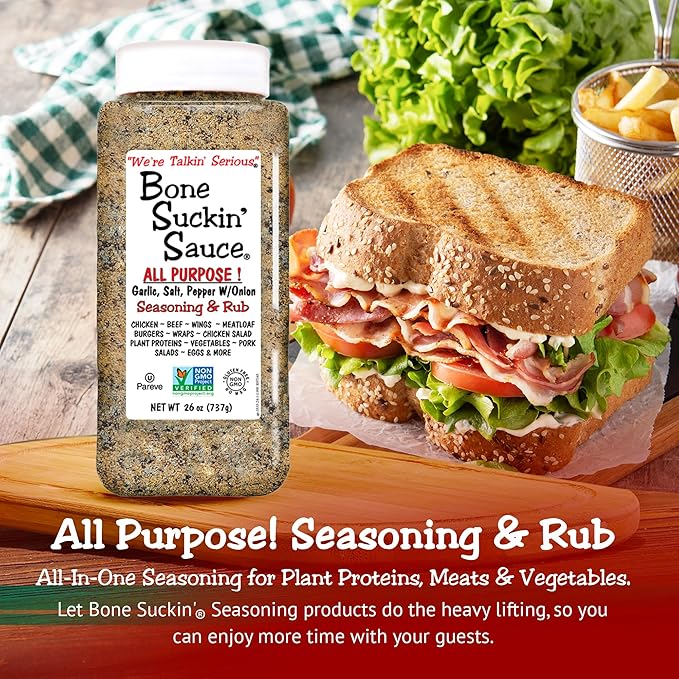 Bone Suckin' ALL PURPOSE! Seasoning &amp Rub 26 oz Zero Calorie Sugar Free Gluten Free Non GMO Kosher No MSG!