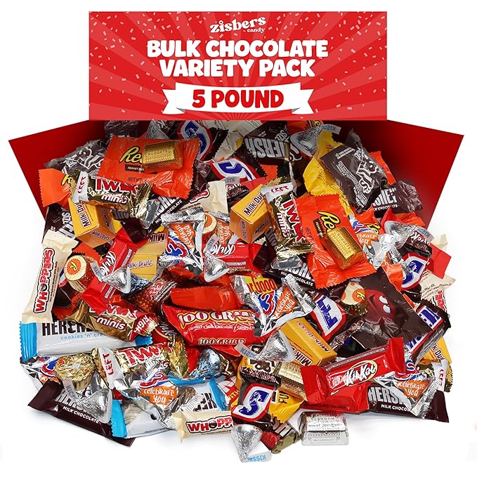 Bulk Assorted Chocolate Candy Variety Pack 5 Pound - 220 Pieces Individually Wrapped Mixed Chocolate Candies for Gifts Party Favors Office Snacks Candy Buffets and Holidays