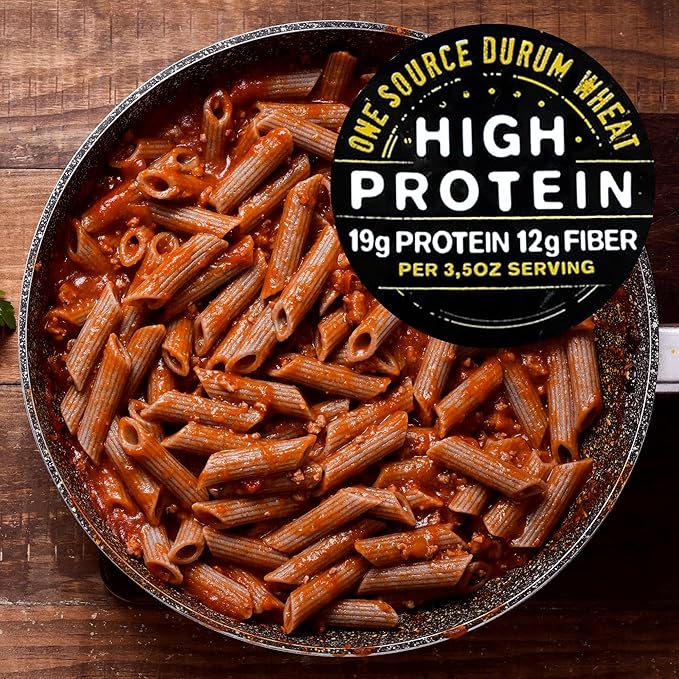 Garofalo - High Protein Penne Rigate Pasta | Premium Durum Wheat Semolina with 19g Protein &amp 12g Fiber | Italian Made Bronze-Drawn PGI Certified (16 oz 6-Pack)