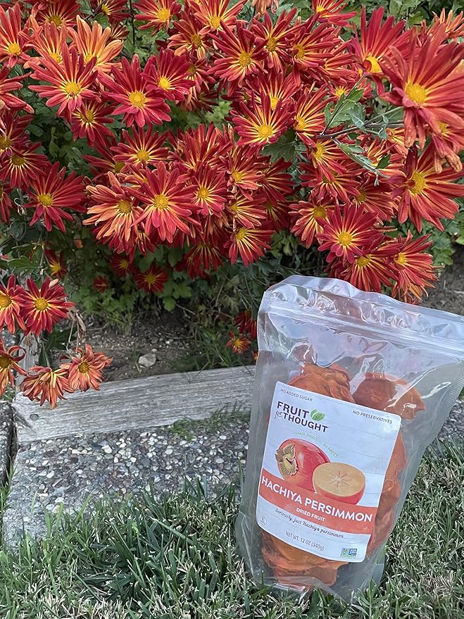 Fruit for Thought Dried Persimmons | Dried Fruit Snack Packs | At Home Work or On The Go | Unsweetened Hachiya Persimmon | 12 Ounce Bags Pack of 2