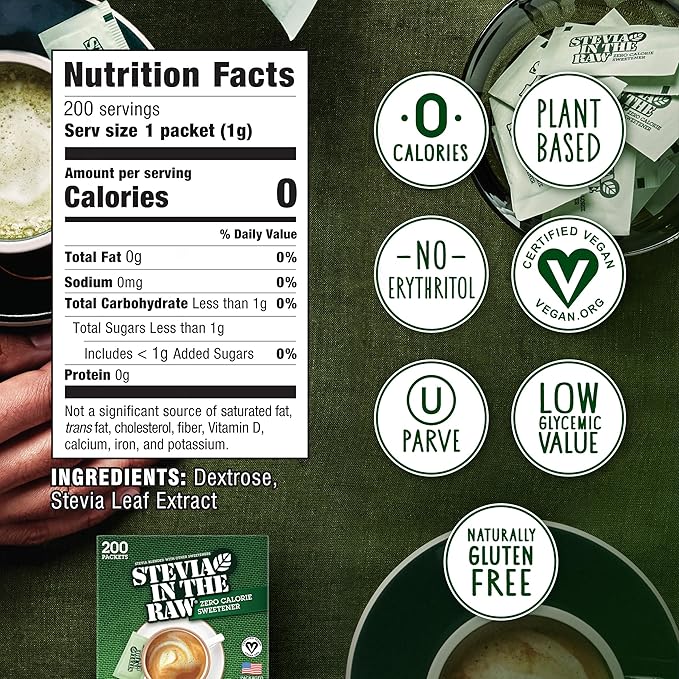 In the Raw Sugar and Stevia Sweetener Bundle – 200 Turbinado Packets + 200 Stevia Packets (2 Piece Set)